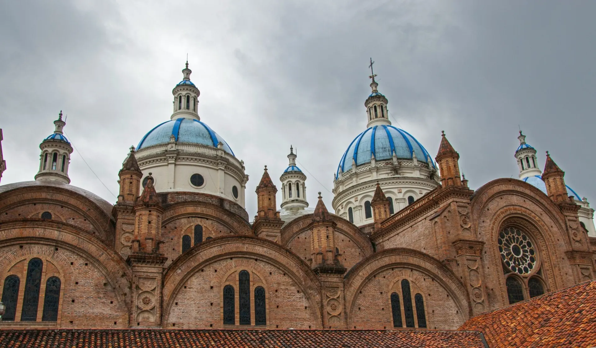 Historic center of Cuenca, Ecuador with the blue-domed New Cathedral